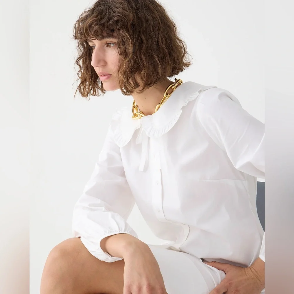 J.Crew Ruffle-collar mini shirtdress in cotton poplin BS809